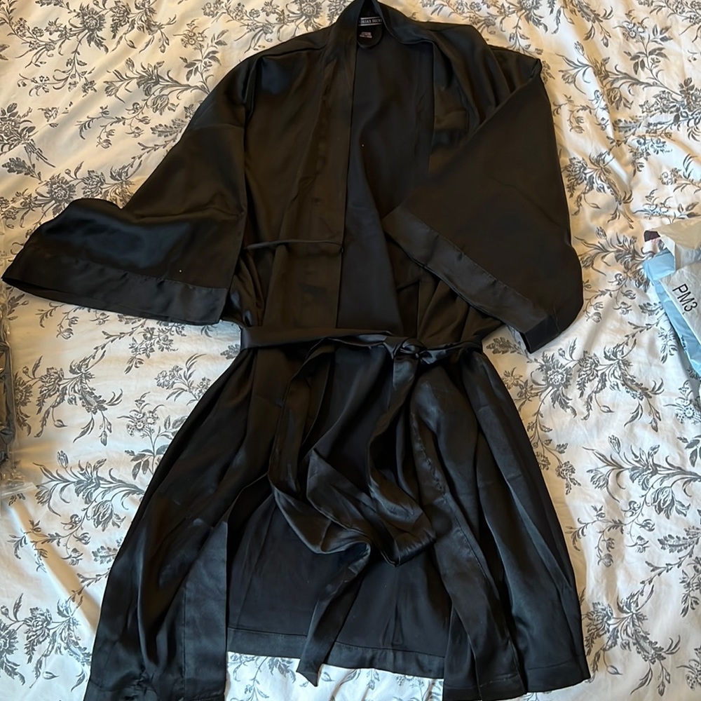 Victoria Secret Black Silk Robe